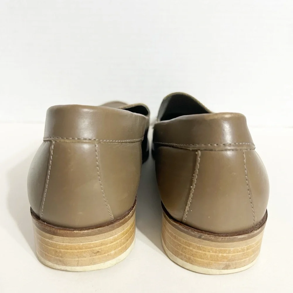 Everlane The Modern Leather Loafers Flats Shoes Olive Green /Taupe Made in Italy - Picture 9 of 16